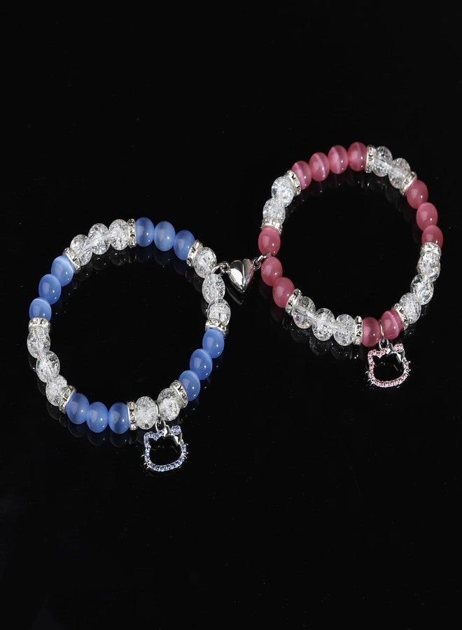 Korotho Best Friend Bracelet Gifts Kitty Matching Friendship Bracelets for Women, Birthday Gifts for Best Friends Bff Friendship Jewelry for Sister Bestie Pink Promise Gift (HH) - Image 4
